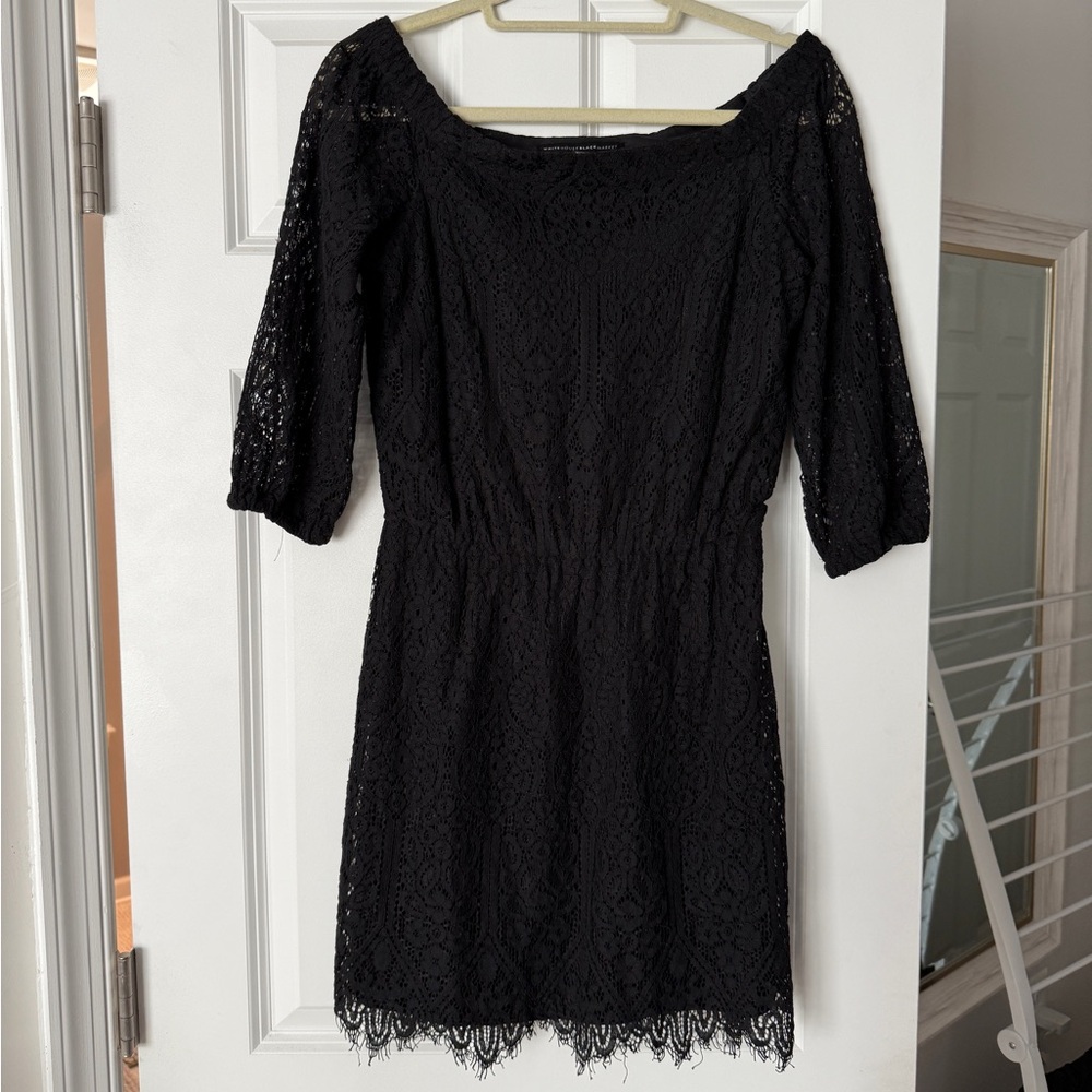 White House Black Market Off-Shoulder Black Lace Dress